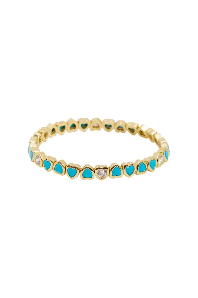 Women LoveShackFancy Jewelry Erin Wachs Small Heart Stretch Bracelet Gold
