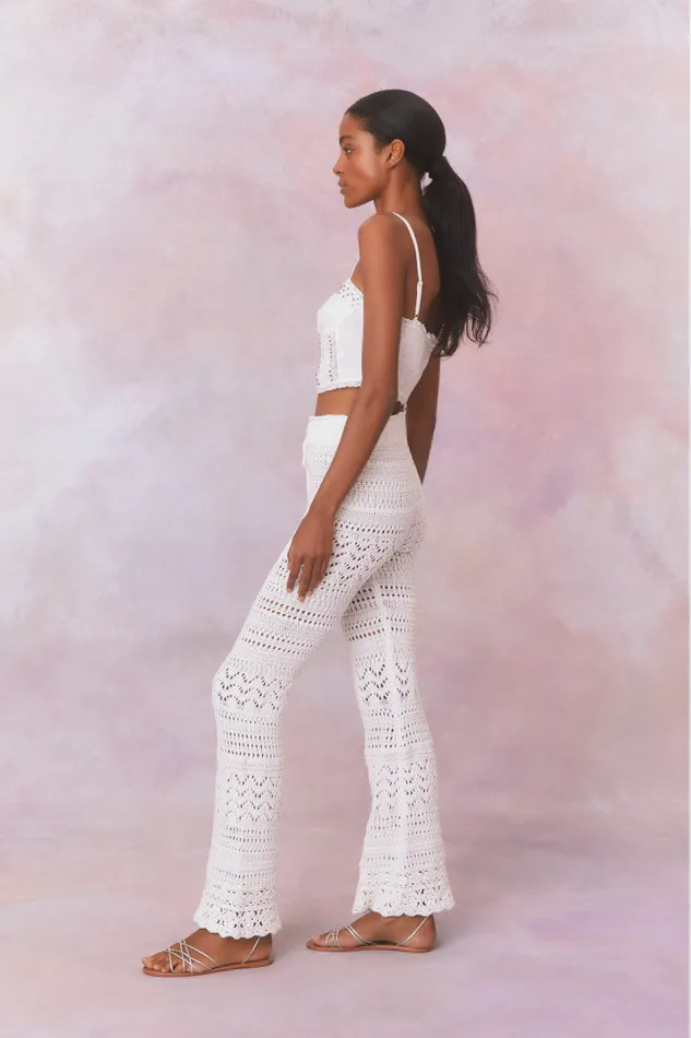 Women LoveShackFancy Pants and Shorts Fosta Crochet Pants Antique White