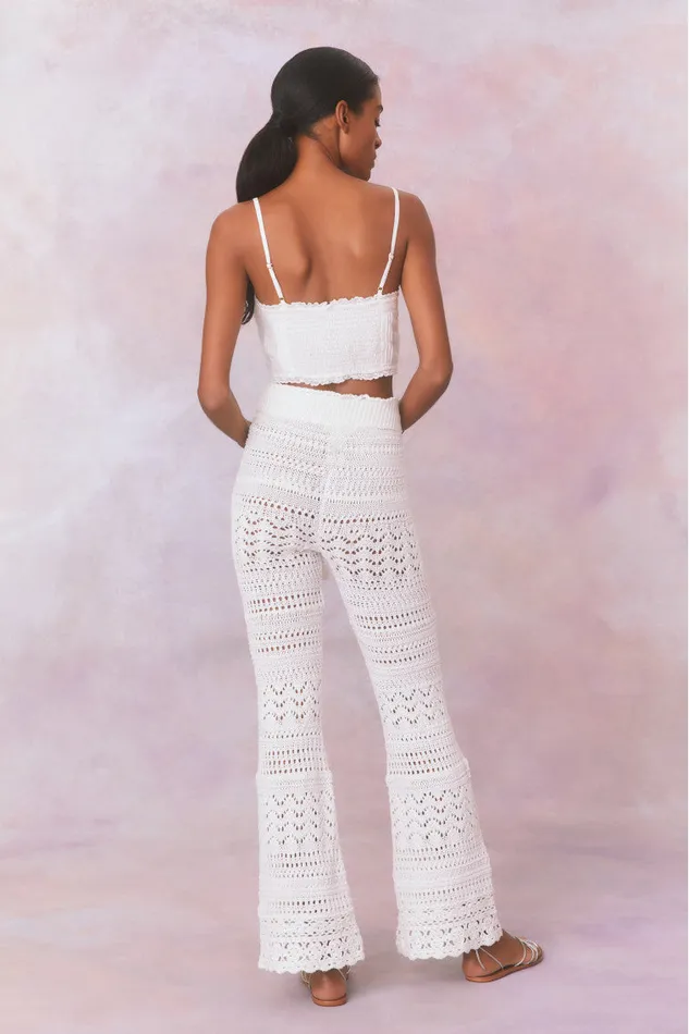 Women LoveShackFancy Pants and Shorts Fosta Crochet Pants Antique White