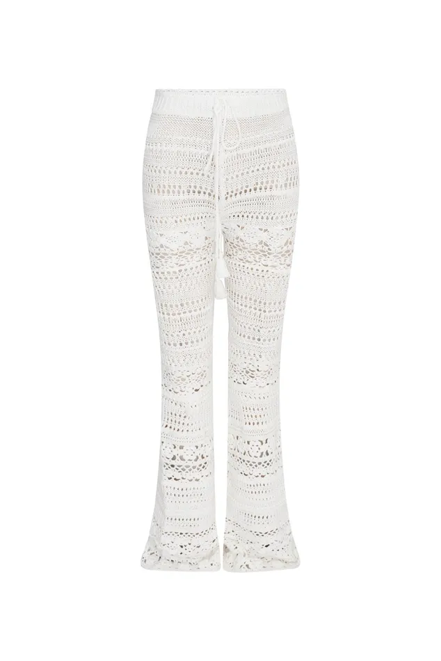 Women LoveShackFancy Pants and Shorts Fosta Crochet Pants Antique White