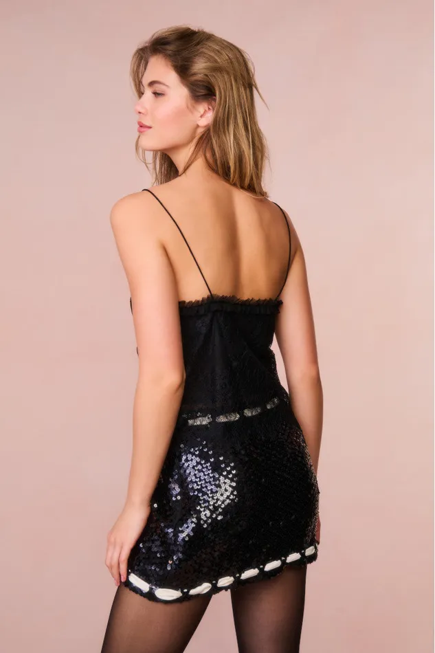 Women LoveShackFancy Skirts Lovina Sequined Mini Skirt Black