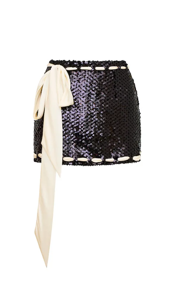 Women LoveShackFancy Skirts Lovina Sequined Mini Skirt Black