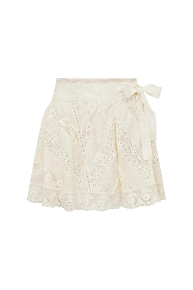 Women LoveShackFancy Skirts Shayda Lace Mini Skirt Off White