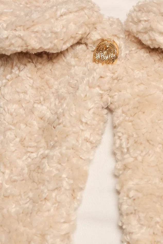 Women Lucie Faux Fur Crop Jacket Cream Jackets and Coats Petal and Pup