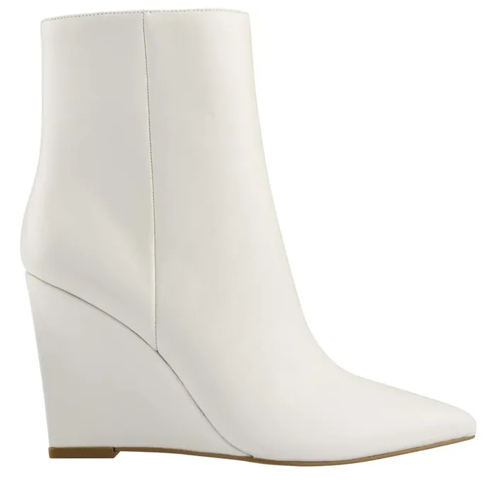 Women Marc Fisher Booties Dayna Wedge Bootie Chic Cream Leather