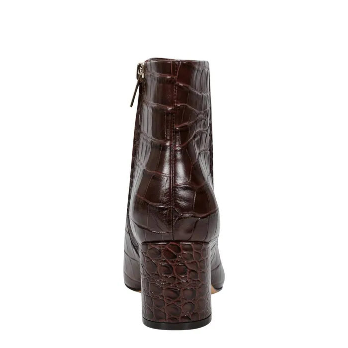 Women Marc Fisher Booties Jarli Pointy Ankle Bootie Brown Croco Leather
