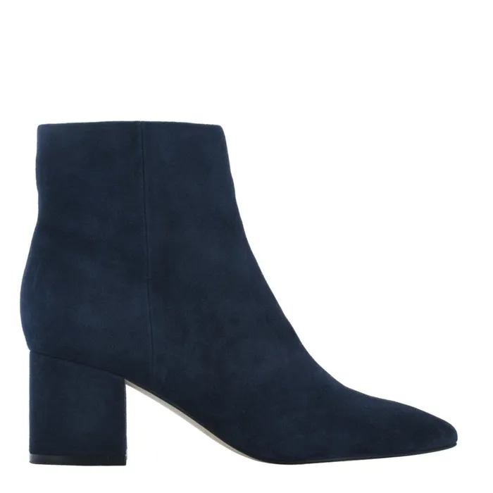 Women Marc Fisher Booties Jarli Pointy Ankle Bootie Navy Suede