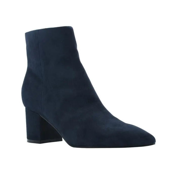 Women Marc Fisher Booties Jarli Pointy Ankle Bootie Navy Suede