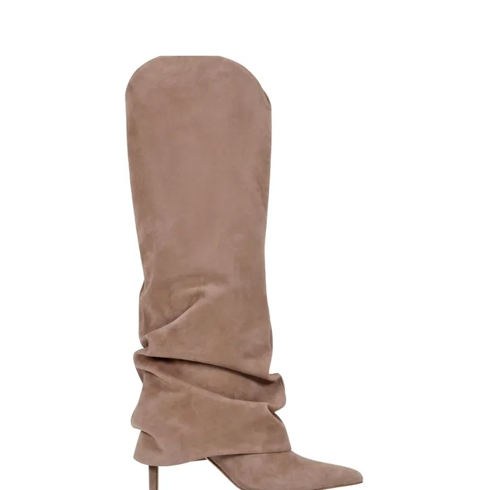 Women Marc Fisher Boots and Booties Nairine Foldover Dress Boot Natural Suede