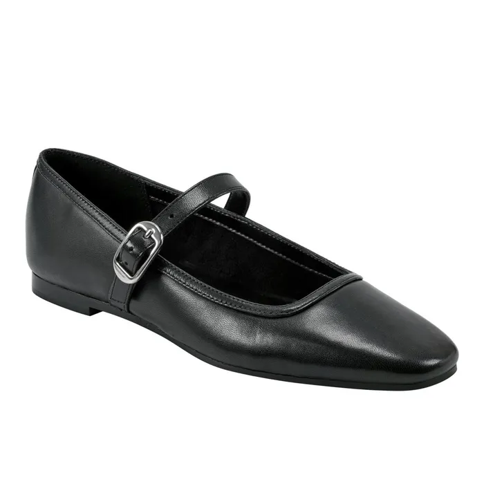 Women Marc Fisher Loafers and Flats Garissa Mary Jane Ballet Flat Black Leather