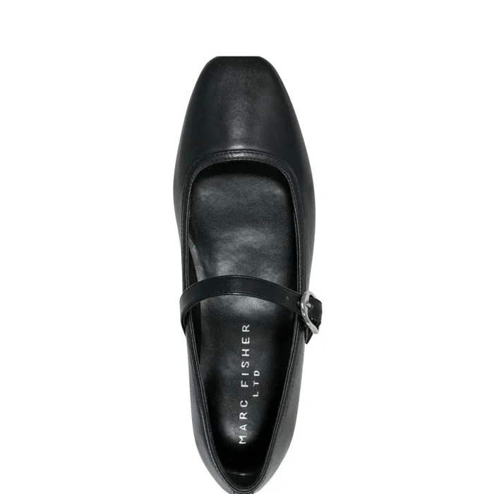 Women Marc Fisher Loafers and Flats Garissa Mary Jane Ballet Flat Black Leather