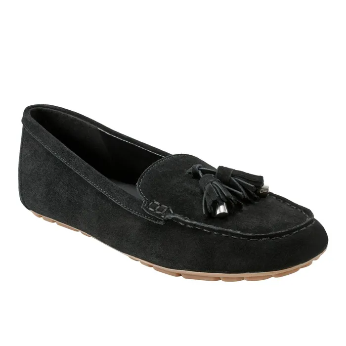 Women Marc Fisher Loafers and Flats Layney Casual Tassle Loafer Black Suede