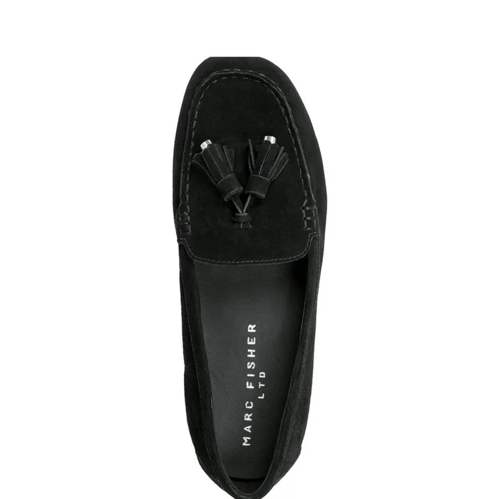 Women Marc Fisher Loafers and Flats Layney Casual Tassle Loafer Black Suede