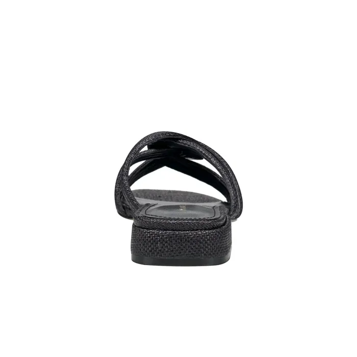 Women Marc Fisher Mules and Slides Casara Slide Sandal Black Raffia