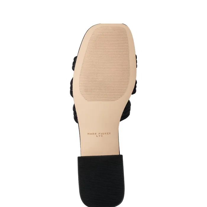 Women Marc Fisher Mules and Slides Casara Slide Sandal Black Raffia