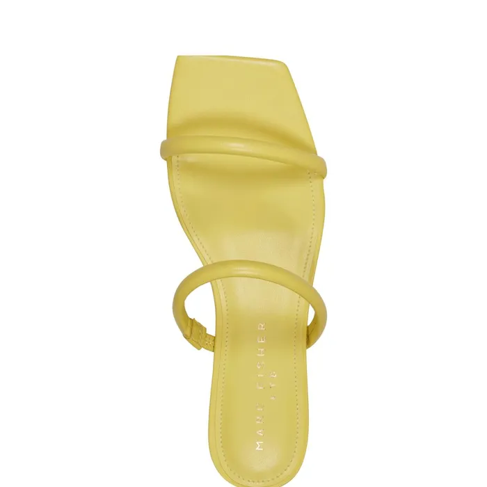 Women Marc Fisher Mules and Slides Raelyn Heeled Slide Sandal Yellow Leather