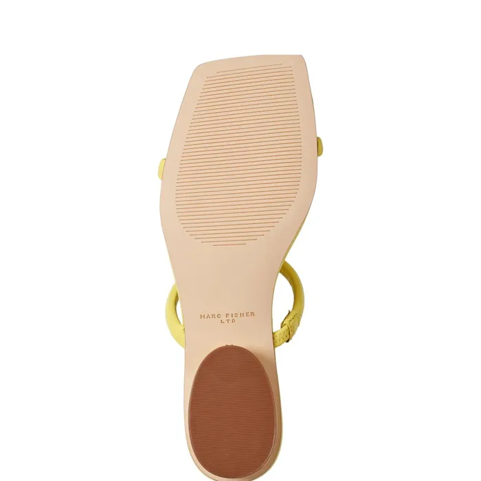 Women Marc Fisher Mules and Slides Raelyn Heeled Slide Sandal Yellow Leather