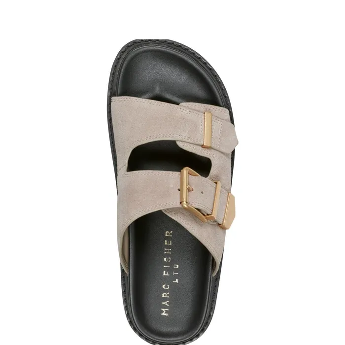 Women Marc Fisher Sandals Amirra Buckle Slide Sandal Taupe Suede