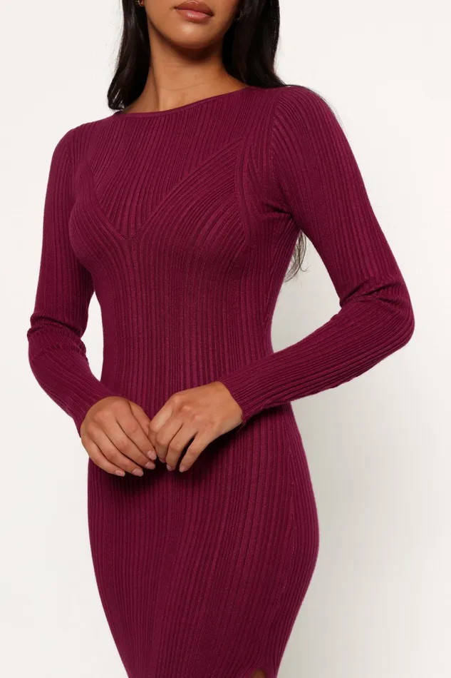 Women Mattie Long Sleeve Maxi Dress Plum Dresses Petal and Pup