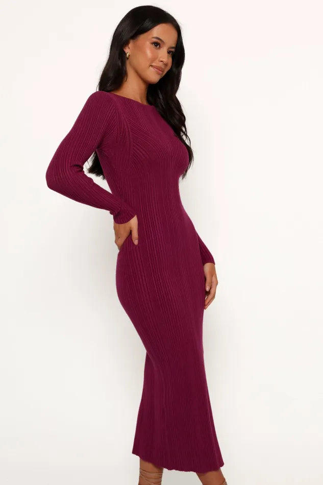 Women Mattie Long Sleeve Maxi Dress Plum Dresses Petal and Pup