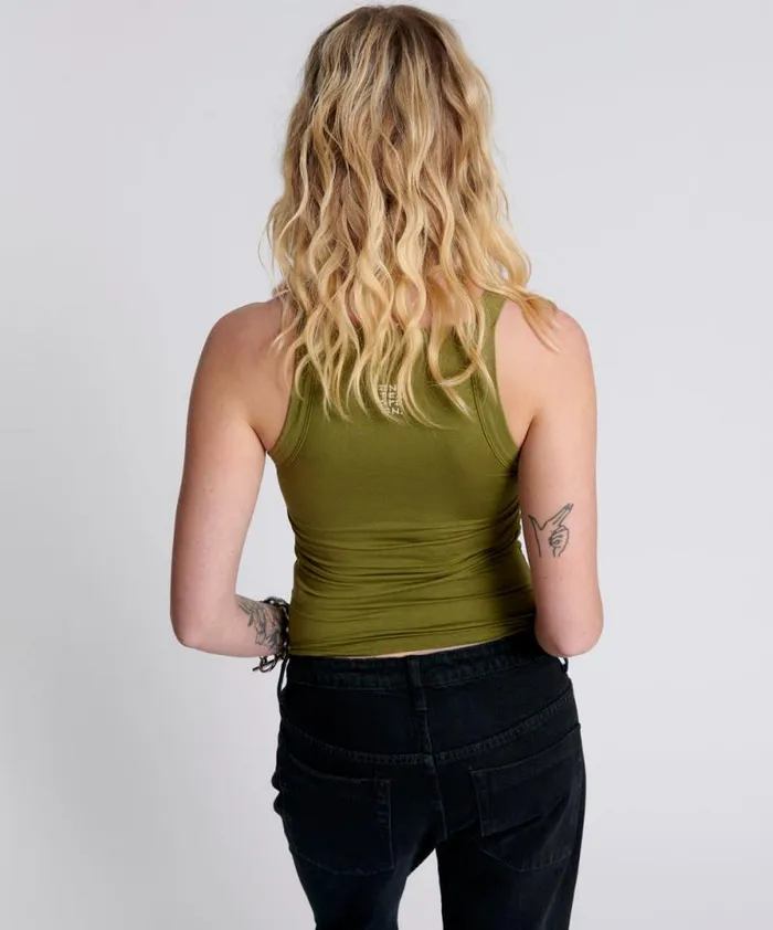 Women MIAMI BAMBOO LOGO TANK KHAKI One Teaspoon Tees and Tanks Women MIAMI BAMBOO LOGO TANK KHAKI One Teaspoon Tees and Tanks