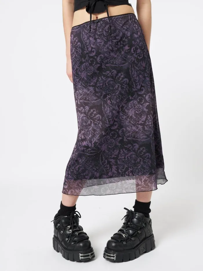 Women Minga London Bottoms Dark Renaissance Midi Mesh Skirt