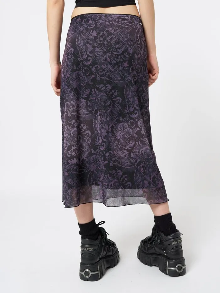 Women Minga London Bottoms Dark Renaissance Midi Mesh Skirt