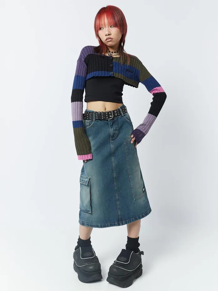 Women Minga London Jackets and Cardigans Clueless MultiColour Extreme Cropped Cardigan
