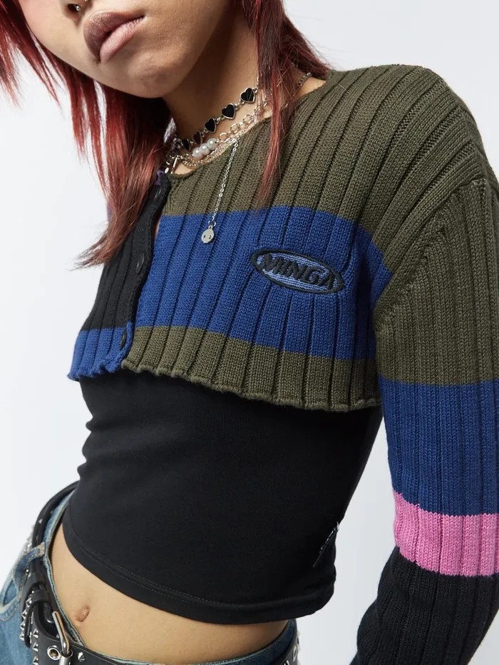 Women Minga London Jackets and Cardigans Clueless MultiColour Extreme Cropped Cardigan