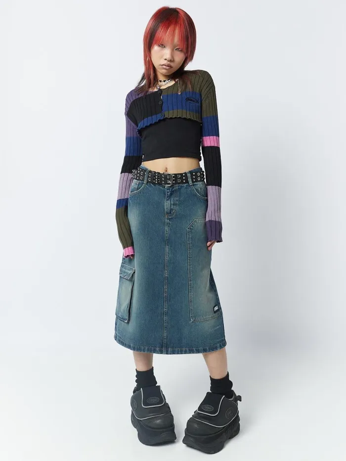 Women Minga London Jackets and Cardigans Clueless MultiColour Extreme Cropped Cardigan