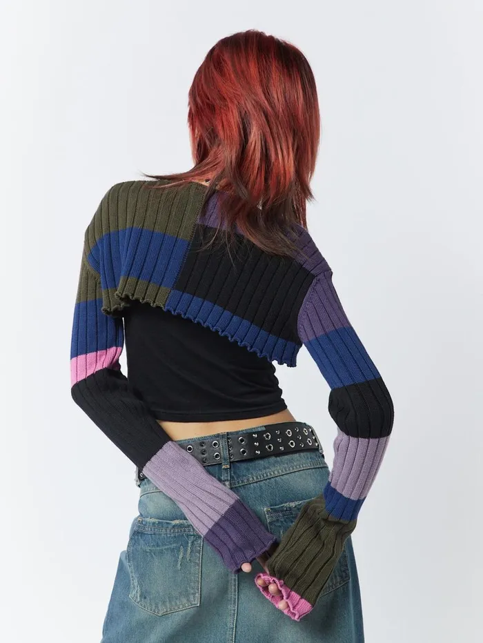 Women Minga London Jackets and Cardigans Clueless MultiColour Extreme Cropped Cardigan