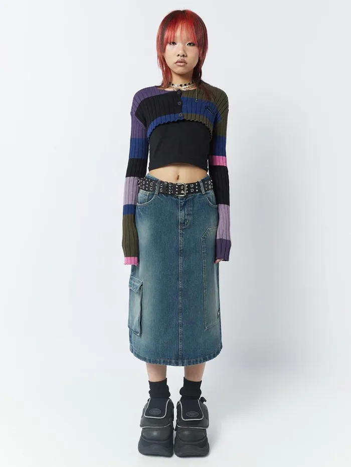 Women Minga London Jackets and Cardigans Clueless MultiColour Extreme Cropped Cardigan