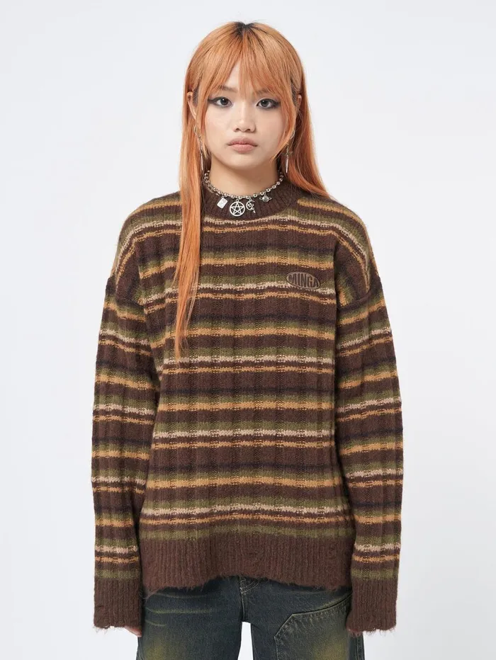 Women Minga London Knitwear Hazel Striped Chunky Knit Jumper