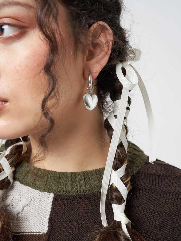 Women Minga London Shop All Chunky Heart Hooped Earrings