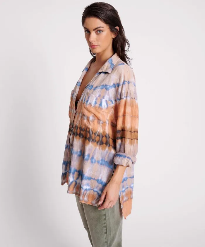Women MIRAGE HAND TIE DYED MUSLIN LONG LINE SHIRT One Teaspoon Shirts Women MIRAGE HAND TIE DYED MUSLIN LONG LINE SHIRT One Teaspoon Shirts