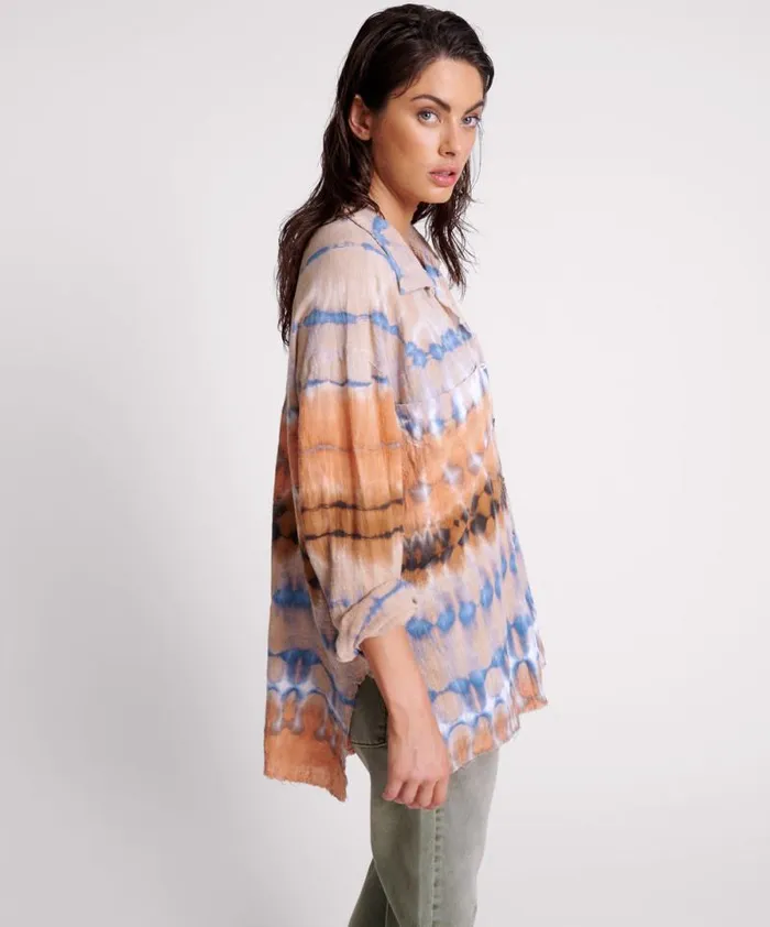 Women MIRAGE HAND TIE DYED MUSLIN LONG LINE SHIRT One Teaspoon Shirts Women MIRAGE HAND TIE DYED MUSLIN LONG LINE SHIRT One Teaspoon Shirts