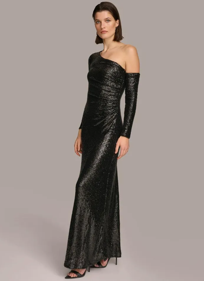 Women ONE SHOULDER SEQUIN DRESS Black Donna Karan New York Dresses And Jumpsuits Women ONE SHOULDER SEQUIN DRESS Black Donna Karan New York Dresses And Jumpsuits