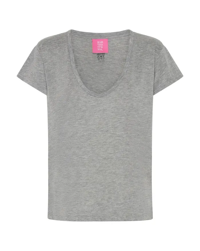 Women ONE TEASPOON SCOOP NECK BASIC TEE GREY One Teaspoon Tees and Tanks Women ONE TEASPOON SCOOP NECK BASIC TEE GREY One Teaspoon Tees and Tanks