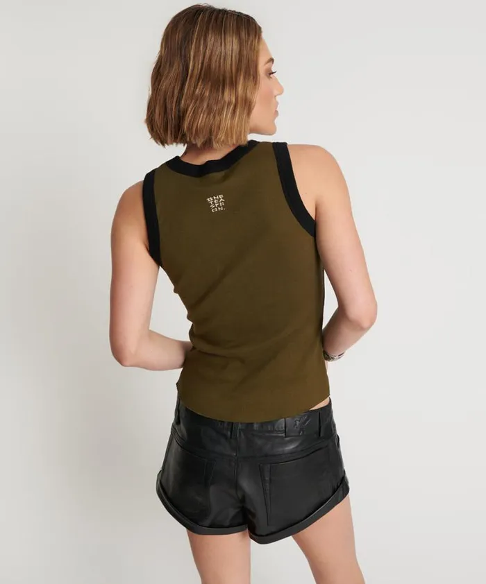 Women OTS KHAKI 2 TONE EQUIPMENT TANK One Teaspoon Tops Women OTS KHAKI 2 TONE EQUIPMENT TANK One Teaspoon Tops