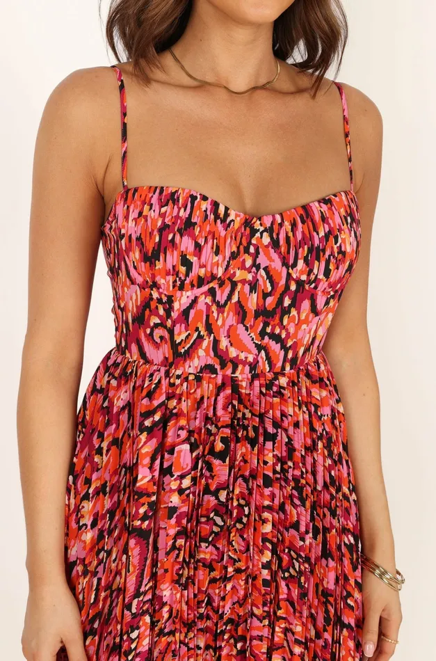 Women Petal and Pup Achanti Pleated Maxi Dress Pink Multi Event Dresses