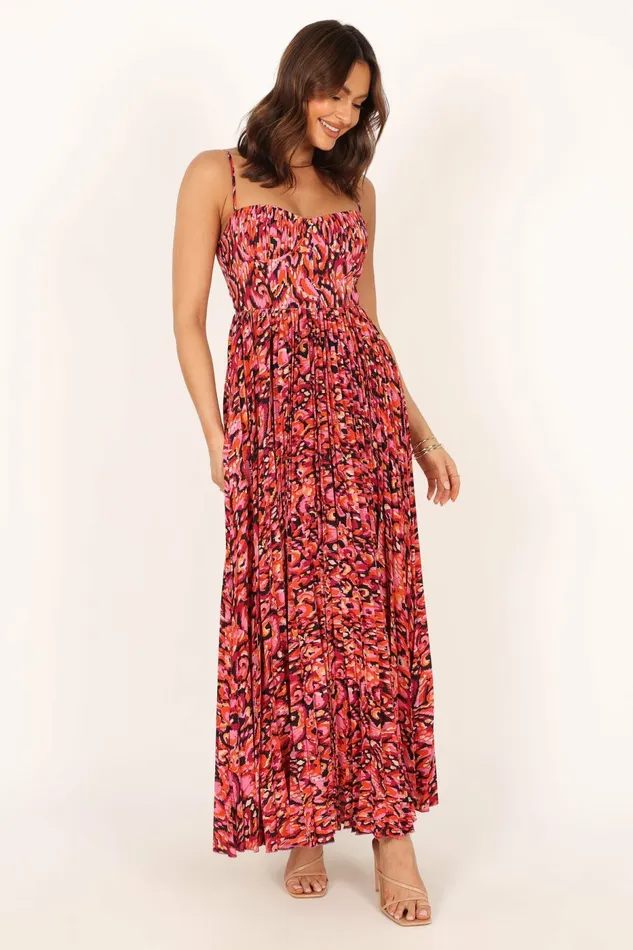 Women Petal and Pup Achanti Pleated Maxi Dress Pink Multi Event Dresses
