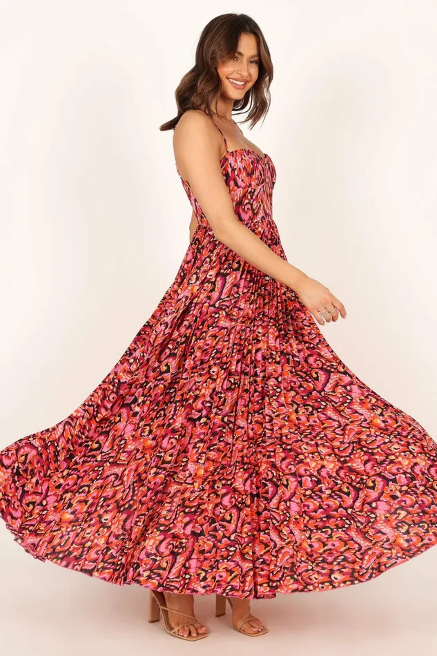 Women Petal and Pup Achanti Pleated Maxi Dress Pink Multi Event Dresses