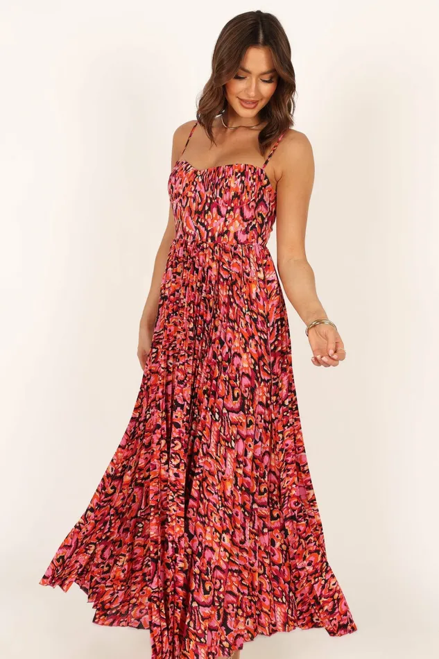 Women Petal and Pup Achanti Pleated Maxi Dress Pink Multi Event Dresses