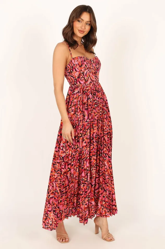 Women Petal and Pup Achanti Pleated Maxi Dress Pink Multi Event Dresses
