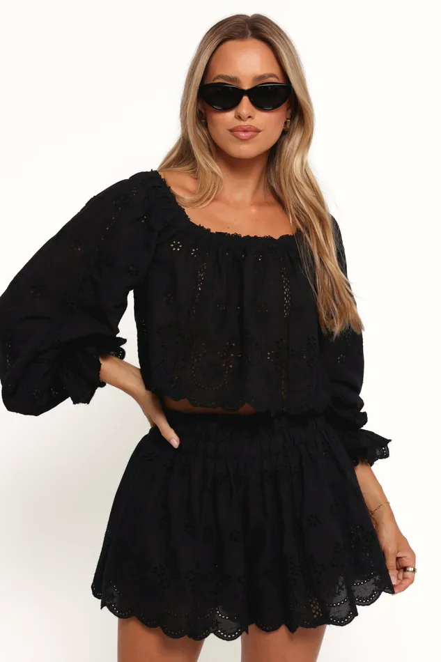 Women Petal and Pup Alessia Two Piece Set Black Matching Sets