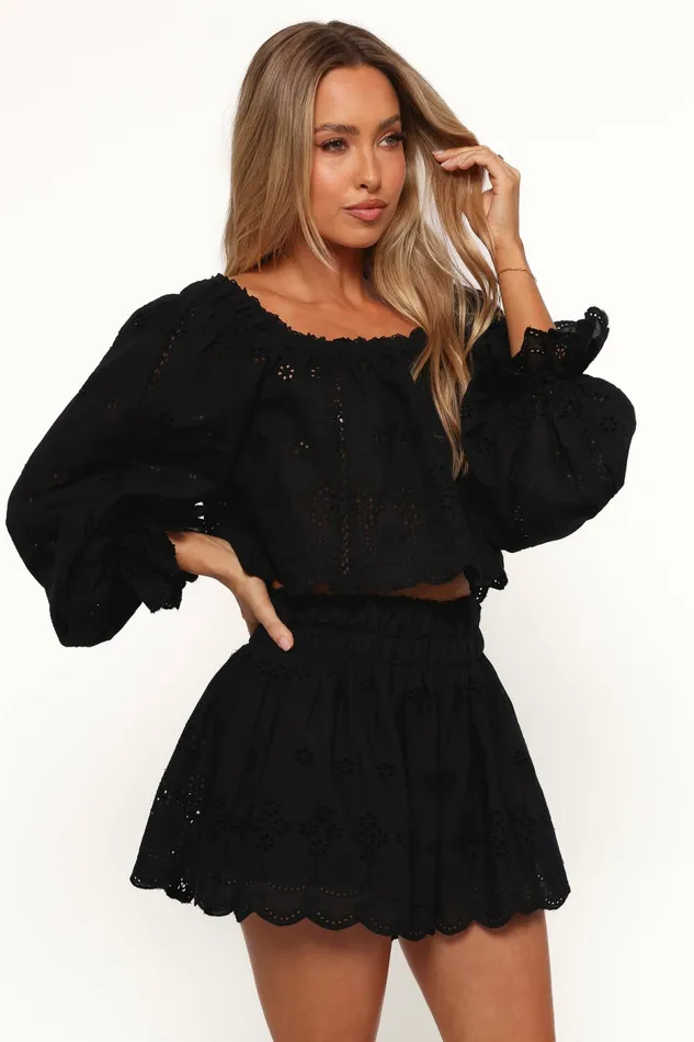 Women Petal and Pup Alessia Two Piece Set Black Matching Sets