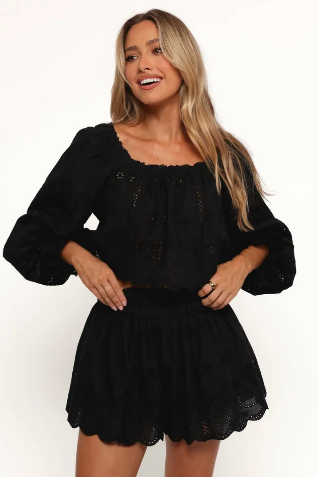 Women Petal and Pup Alessia Two Piece Set Black Matching Sets
