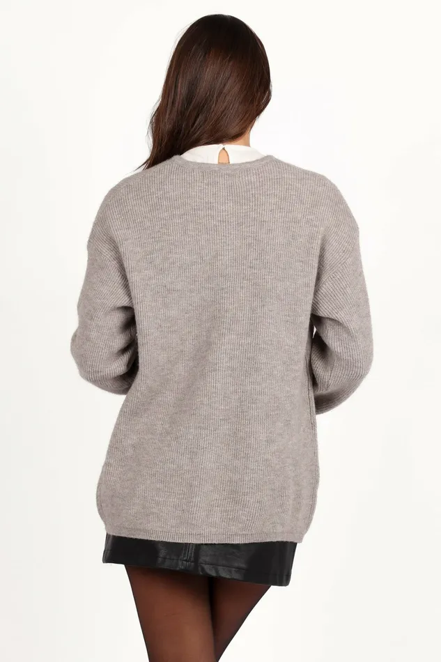 Women Petal and Pup Astor Classic Button Up Cardigan Light Grey Sweaters