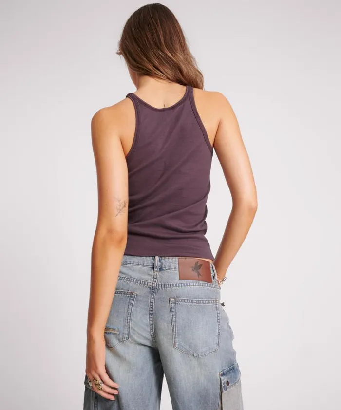 Women PLUM ONE TEASPOON FINE RIB SINGLET One Teaspoon Tees and Tanks