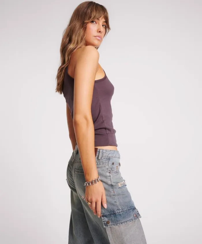 Women PLUM ONE TEASPOON FINE RIB SINGLET One Teaspoon Tees and Tanks